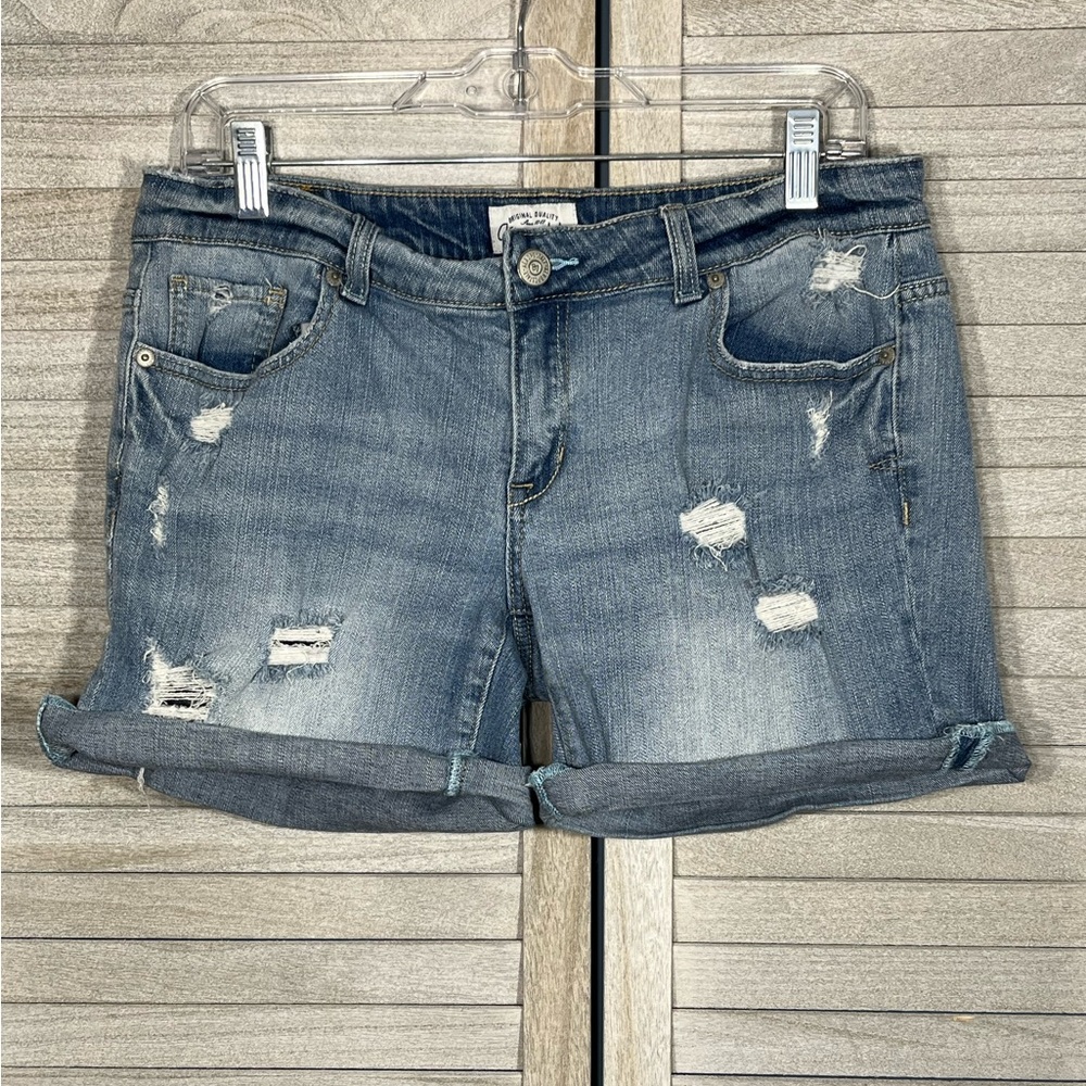 AEROPOSTALE Distressed Light Wash Stretch Denim Jean Shorts-11/12